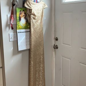 NWT never worn sz 6 gold sequin gown sorella vita